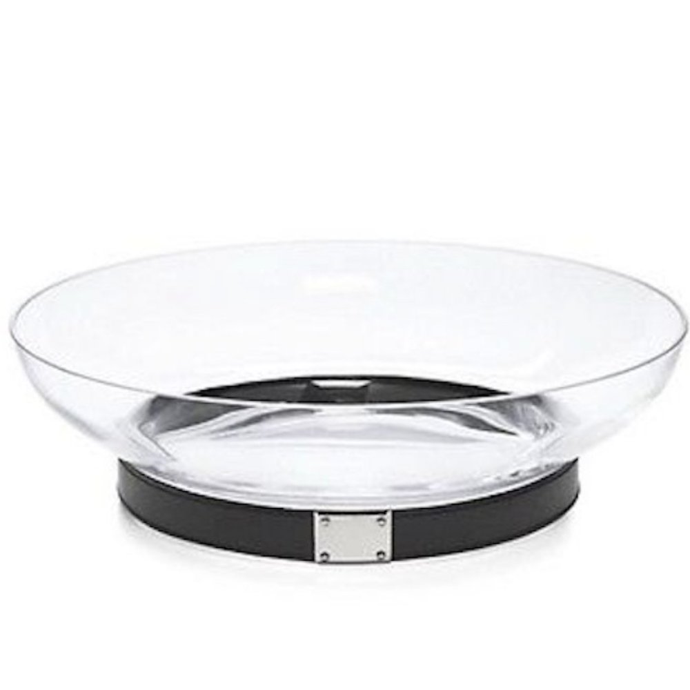 NWOT Ralph Lauren Henley Serving Glass Bowl Wide Black Leather Band ONLY